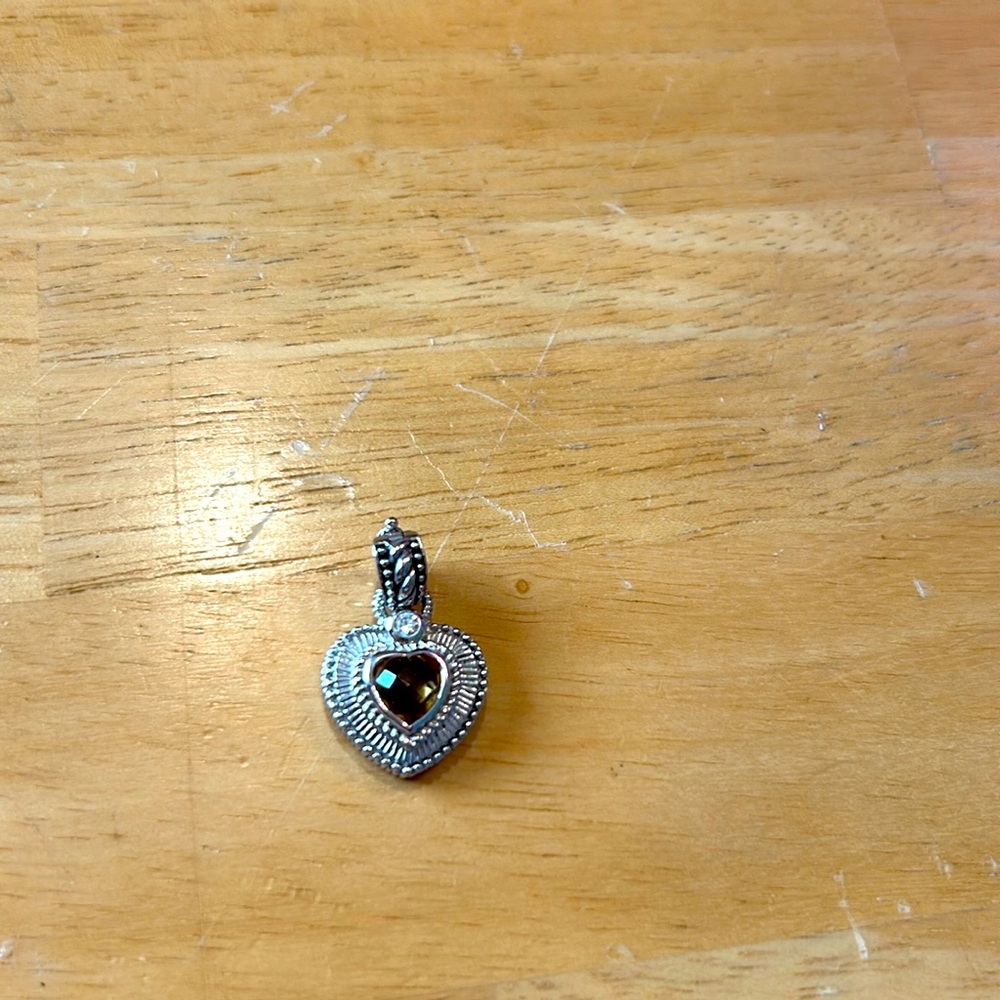 Beautiful Sterling 925 Silver and CZ Citrine Heart